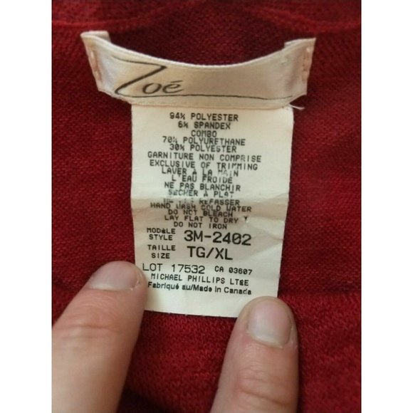 Michael Phillips Zoe Red and Black Drawstring Sweater XL Model 3M-2402 Preowned - Picture 4 of 8